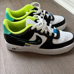 Nike Air Force 1 Black White Neon Green Sneakers